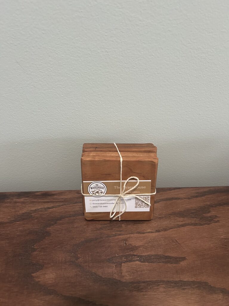 Handcrafted Cherry Wood Coaster Set – 4 Pieces