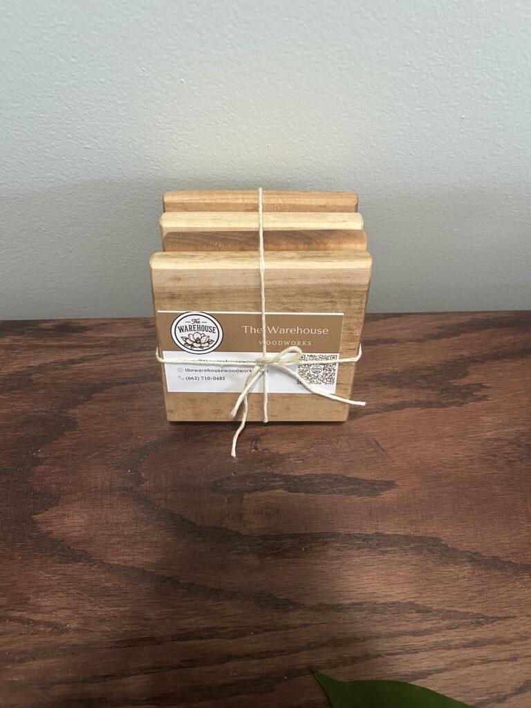 Handcrafted Maple Wood Coaster Set – 4 Pieces